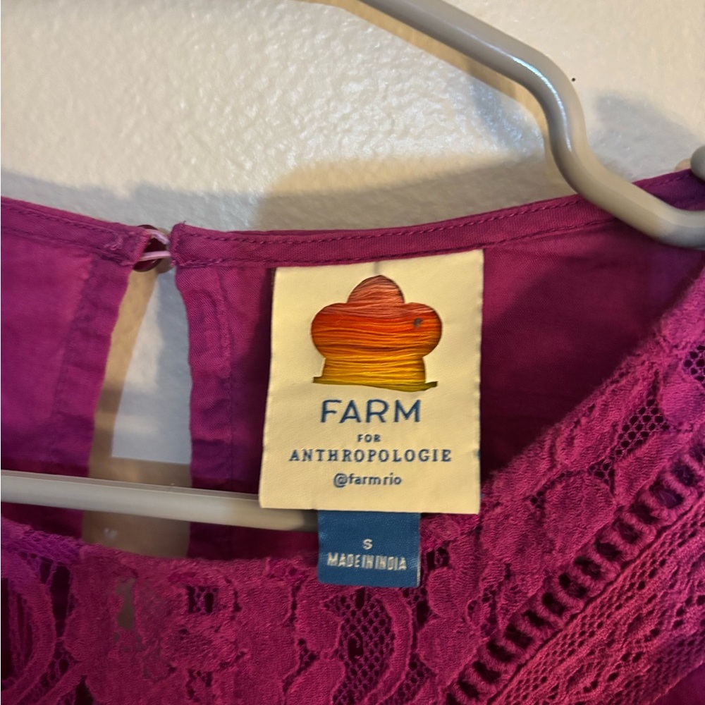 Anthropologie Rio Magenta Lace Accent Blouse - Picture 4 of 4